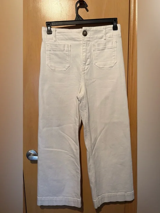 The Colette Crop Wide-Leg Jeans by Maeve White Size 29 Front Pockets EUC - Picture 7 of 13